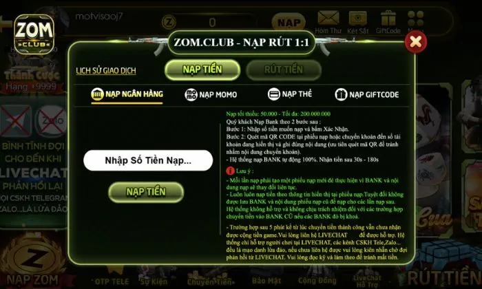 PUBG Zomclub Nạp tài vào tài khoản trước khi nhân vốn PUBG Zomclub